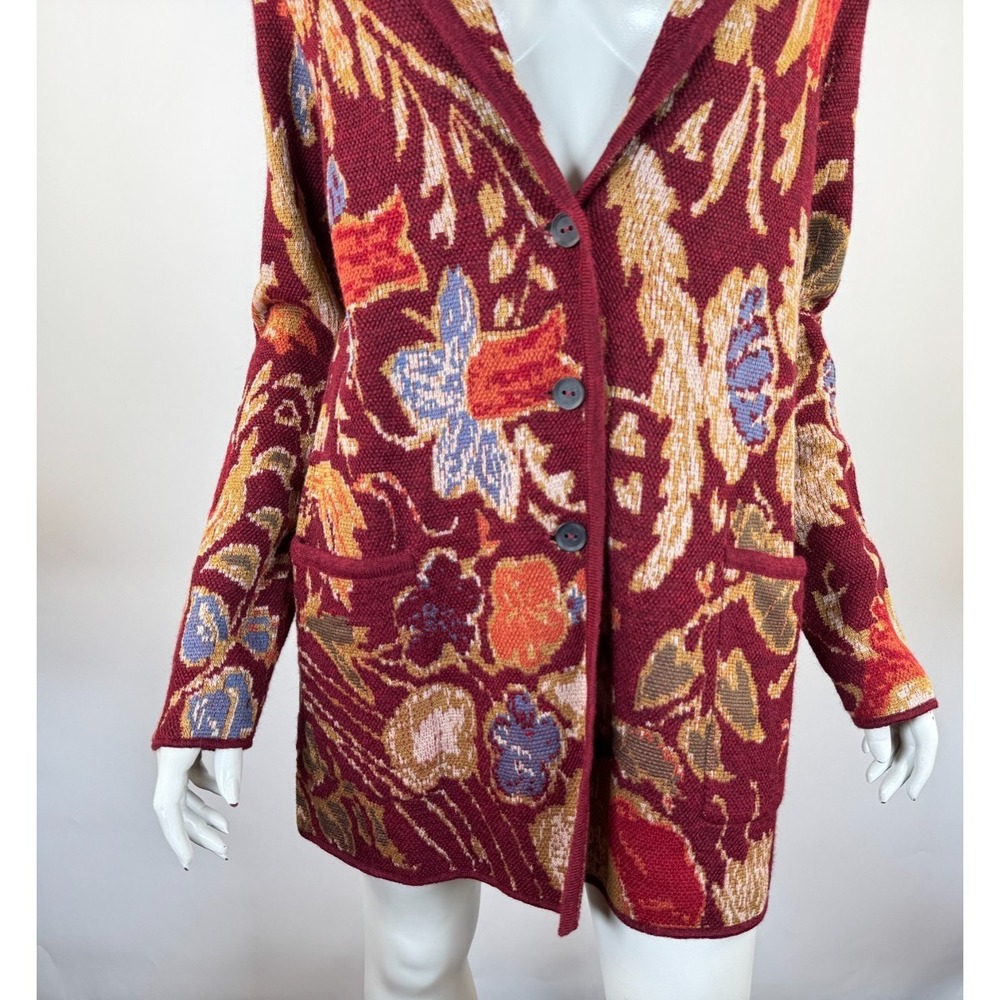 Peruvian Connection Baby Alpaca Wool Cardigan Women M EUC Long Sleeve Floral - Picture 10 of 12